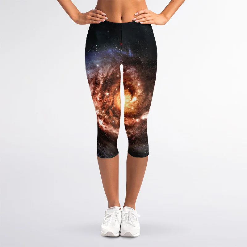 Closeout Milky Way Universe Print Women's Capri Leggings