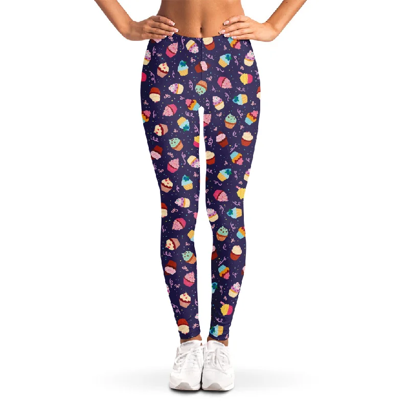 Time-Limited Offer Mini Cupcake Pattern Print Women's Leggings