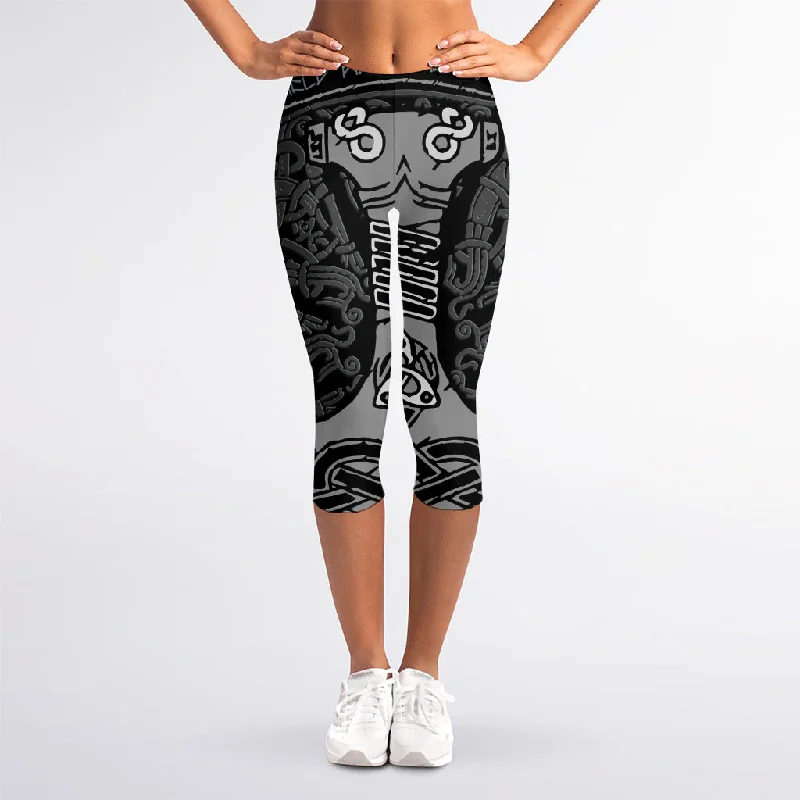 Deal Mania Mjolnir Hammer Of Thor Print Women's Capri Leggings