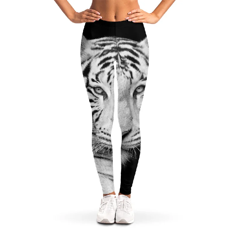 Bargain Prices Monochrome White Bengal Tiger Print Women's Leggings
