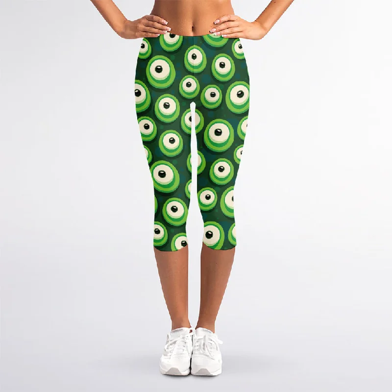 Special Offer Monster Eyes Pattern Print Women's Capri Leggings