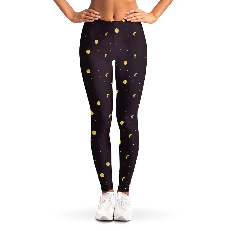 Today’s Deal Moon Phase And Stars Pattern Print Women's Leggings
