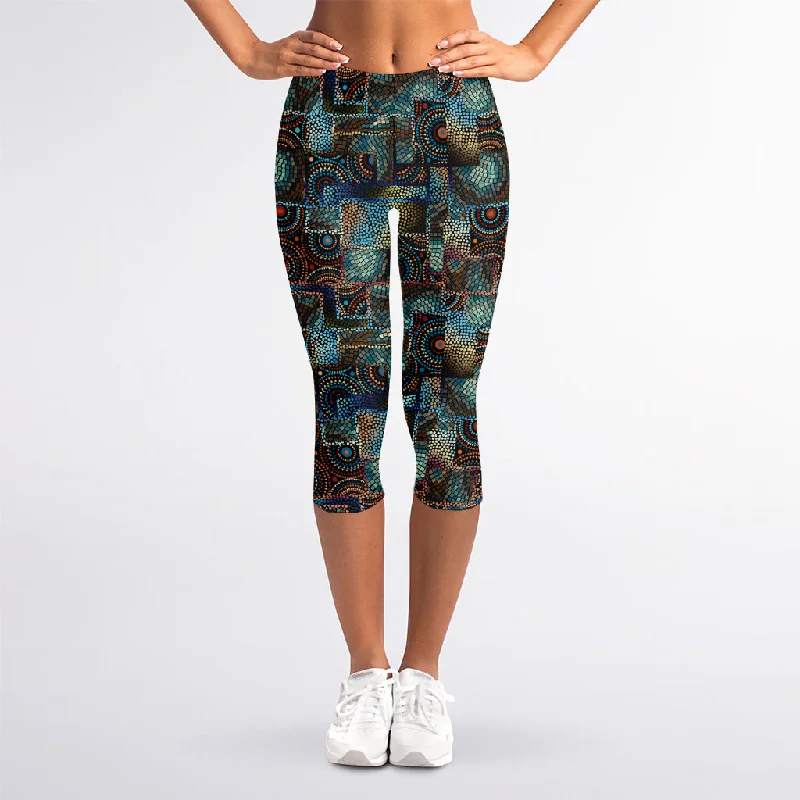 The Best Prices Mosaic Patchwork Pattern Print Women's Capri Leggings