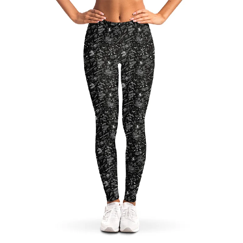 Steals and Deals Motorcycle Words Pattern Print Women's Leggings