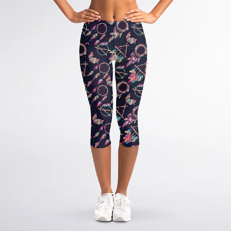 Big Discounts Native American Dream Catcher Print Women's Capri Leggings
