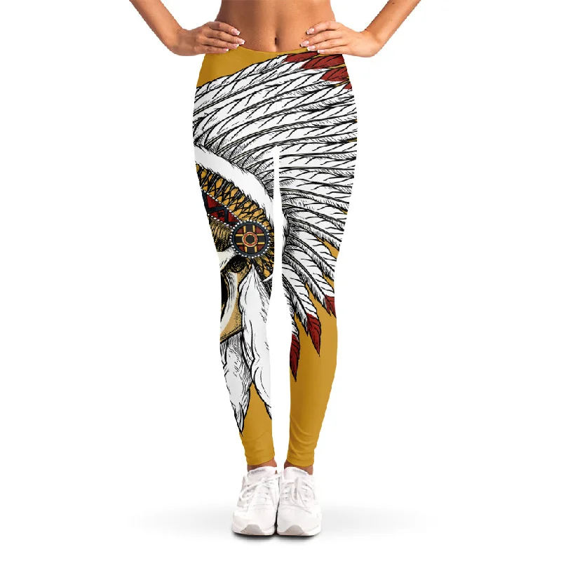 Big Discounts Native American Indian Skull Print Women's Leggings