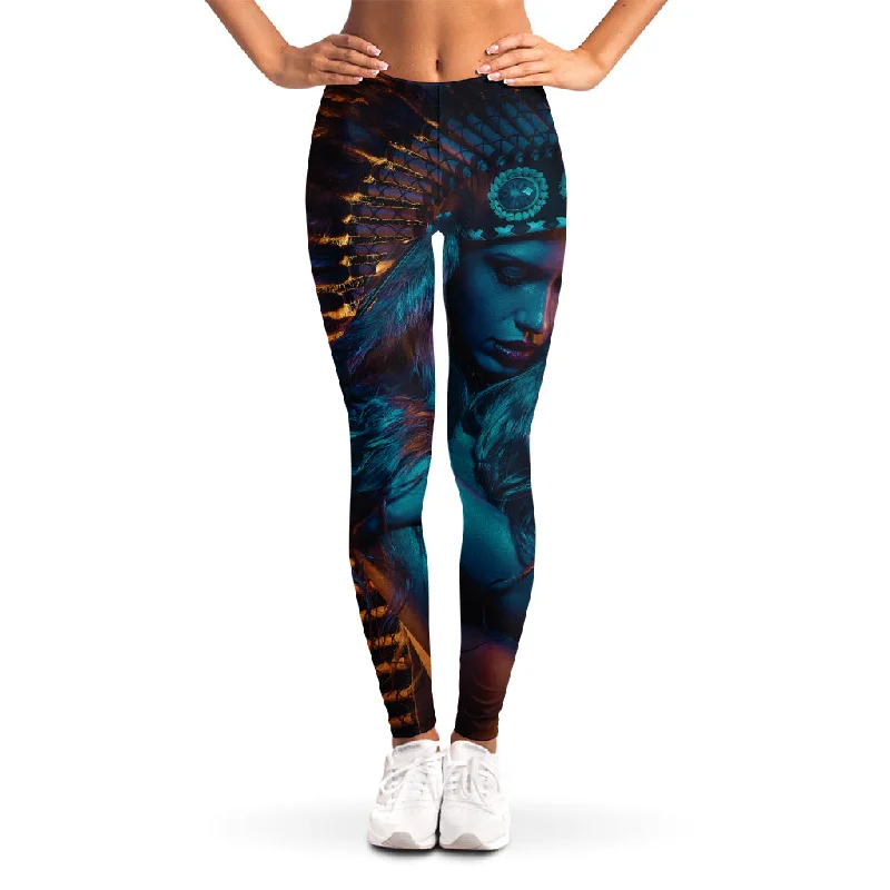 Exclusive Preview Native Indian Girl Portrait Print Women's Leggings