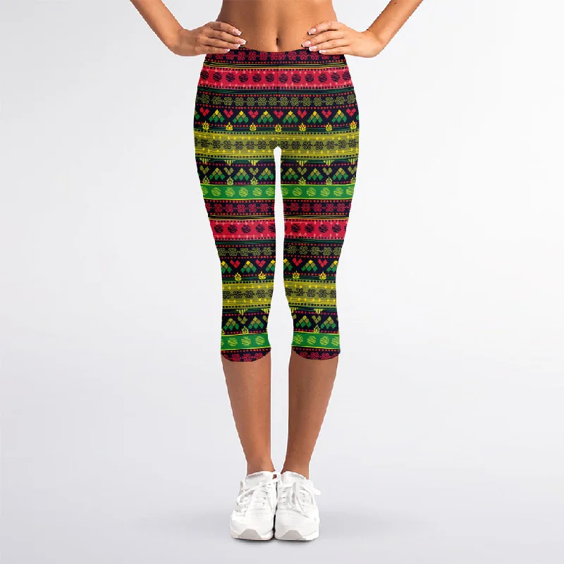 New Markdowns Native Indian Tribal Pattern Print Women's Capri Leggings