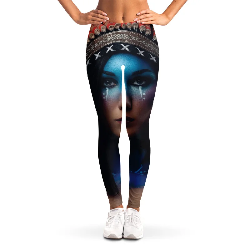 Don’t Miss Out Native Indian Woman Portrait Print Women's Leggings