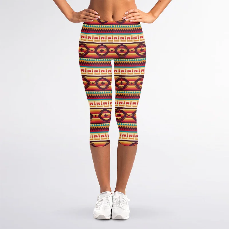 Great Deals Native Inspired Pattern Print Women's Capri Leggings