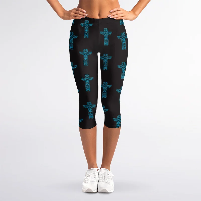 Instant Discount Native Totem Pattern Print Women's Capri Leggings