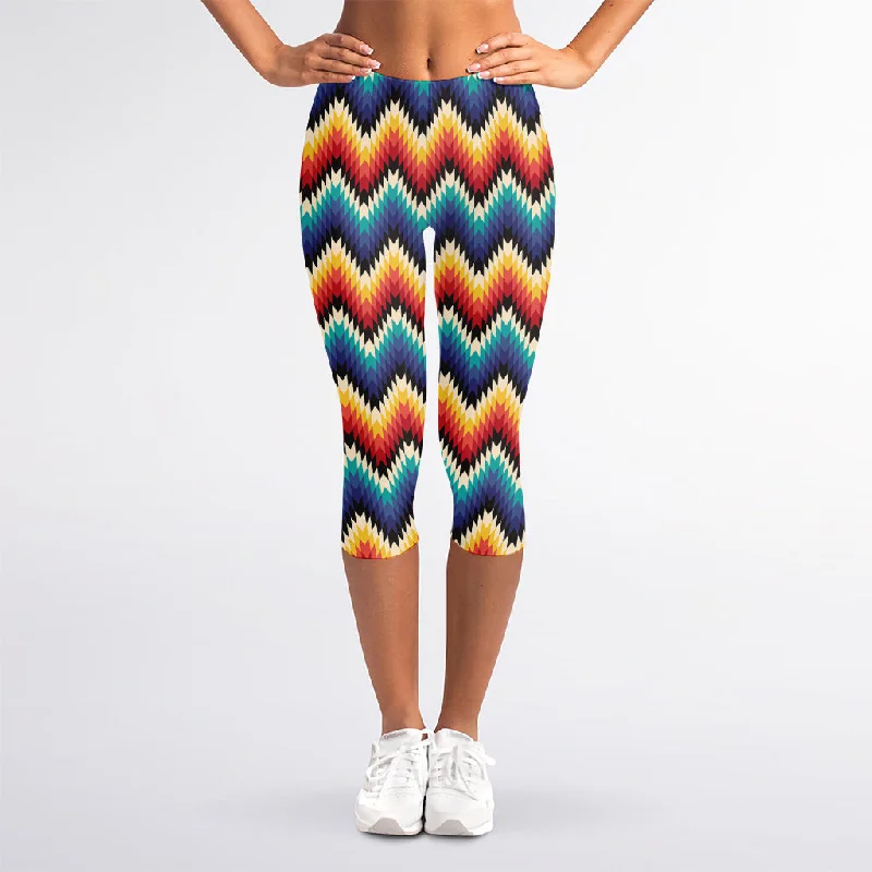 Super Sale Native Tribal Inspired Pattern Print Women's Capri Leggings