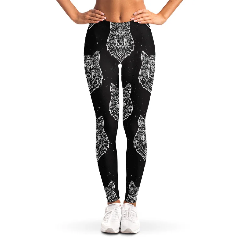 Limited Stock Native Tribal Wolf Pattern Print Women's Leggings