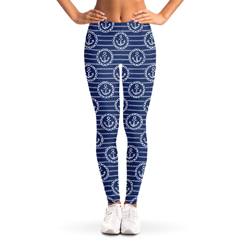 Super Sale Nautical Anchor Pattern Print Women's Leggings