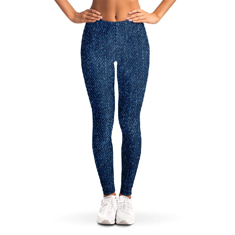 Instant Discount Navy Blue Denim Jeans Print Women's Leggings