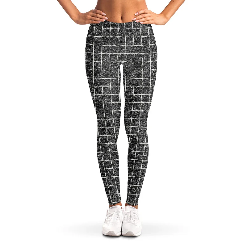 Price Cut Noisy Windowpane Pattern Print Women's Leggings