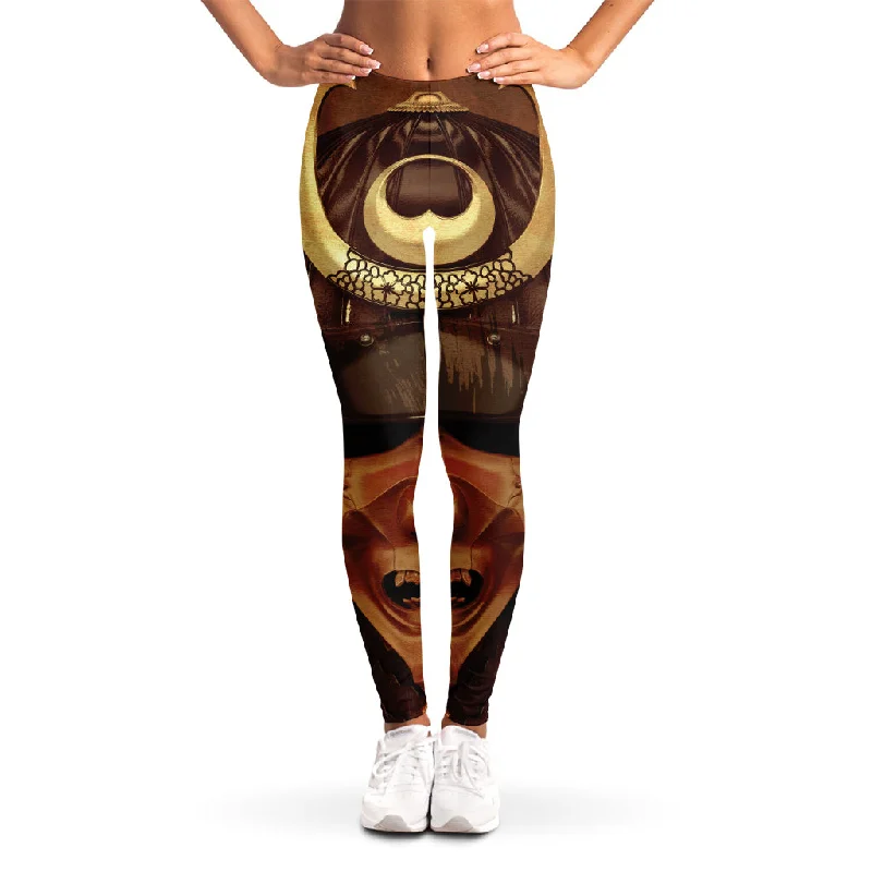 Major Savings Old Japanese Samurai Mask Print Women's Leggings