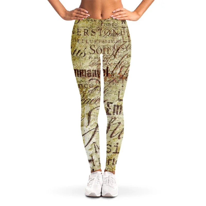 Deal Dash Old Religious Words Print Women's Leggings