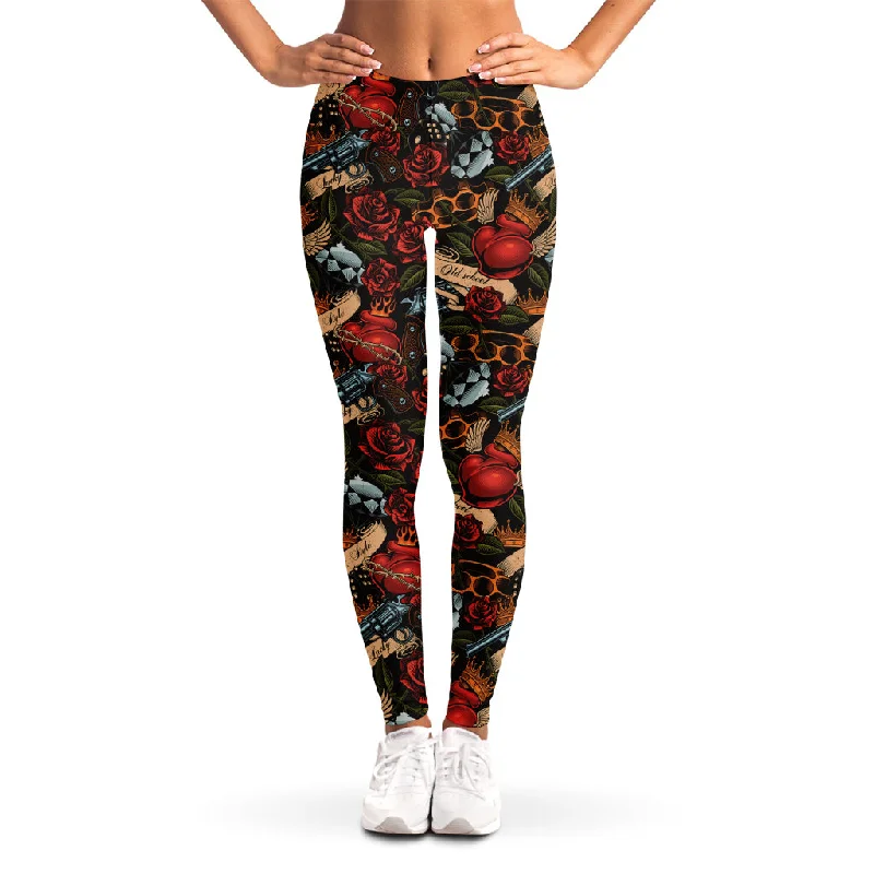 Final Clearance Old School Tattoo Print Women's Leggings