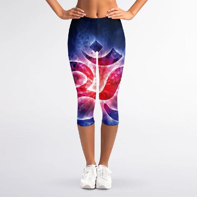 Online Specials Om Sign Print Women's Capri Leggings