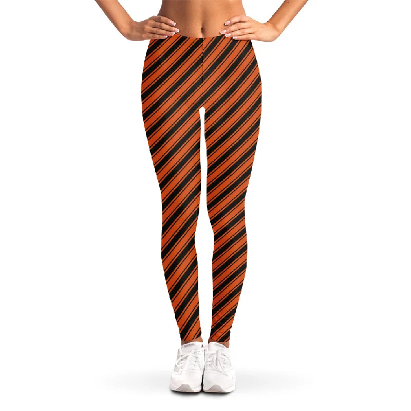 Discount Extravaganza Orange And Black Halloween Pattern Print Women's Leggings