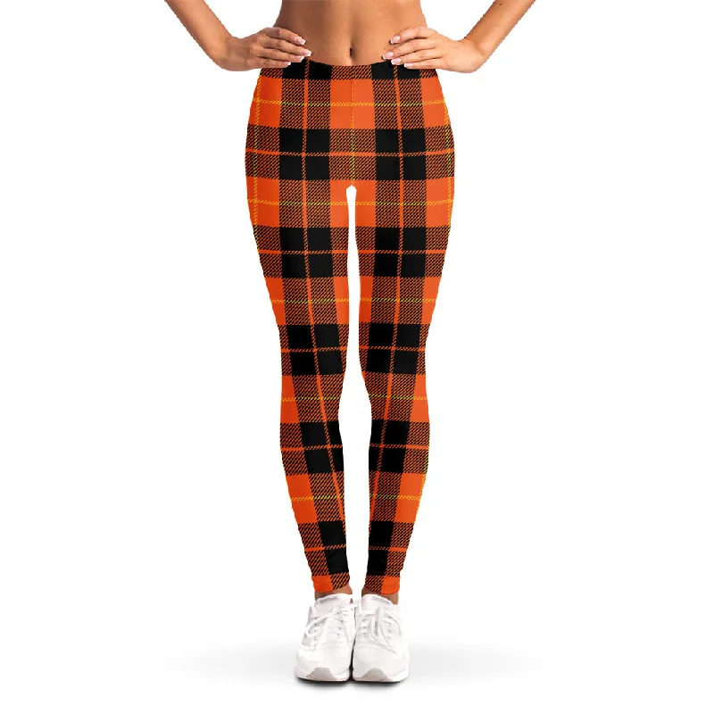 Today Only Orange Black And Yellow Tartan Print Women's Leggings