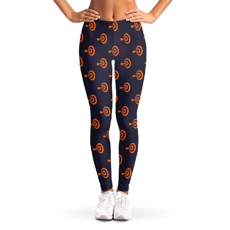 Super Deal Orange Bullseye Target Pattern Print Women's Leggings