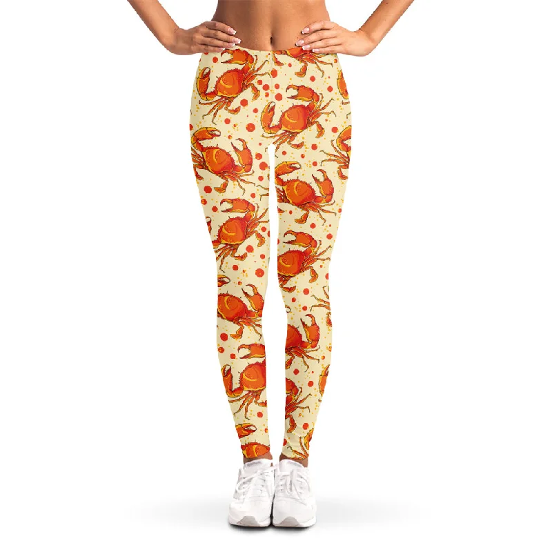 Shop and Save Orange Crab Pattern Print Women's Leggings