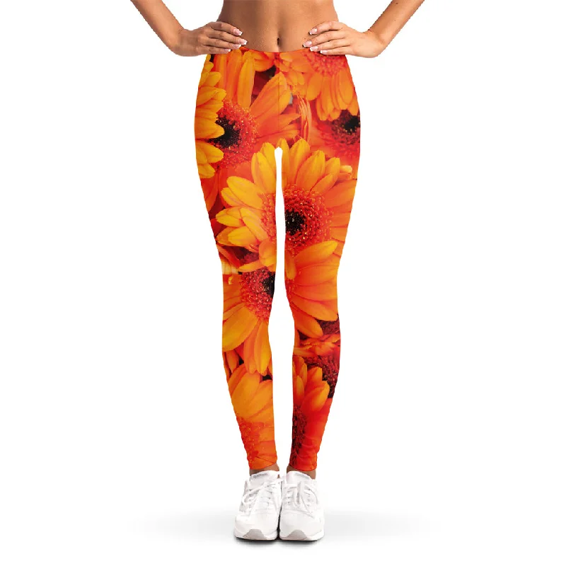 Reduced Prices Orange Daisy Flower Print Women's Leggings