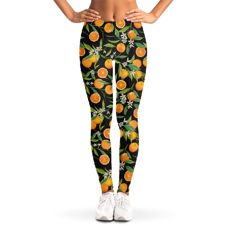 Online Only Orange Fruit Pattern Print Women's Leggings