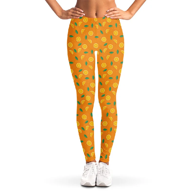 Major Savings Orange Fruit Slices Pattern Print Women's Leggings