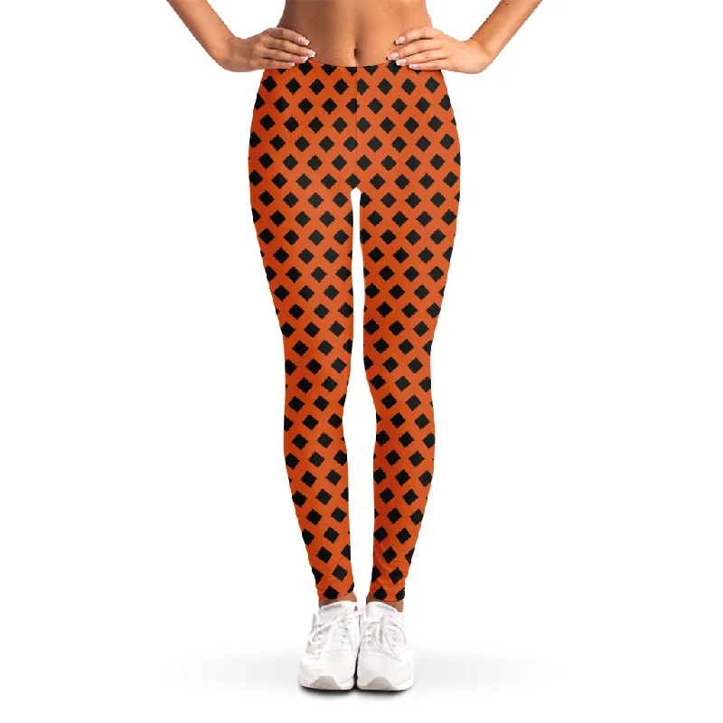 Crazy Deals Orange Halloween Pattern Print Women's Leggings