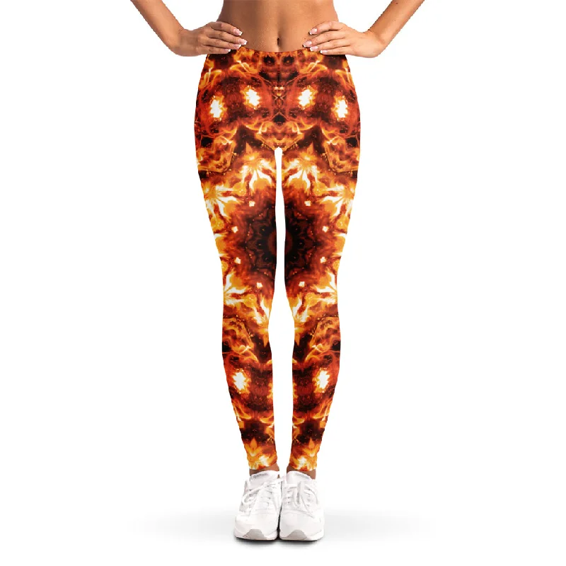 Special Savings Orange Kaleidoscope Print Women's Leggings