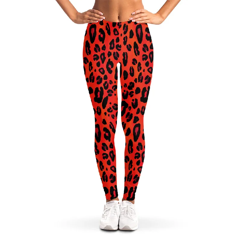 Best Bargains Orange Leopard Print Women's Leggings