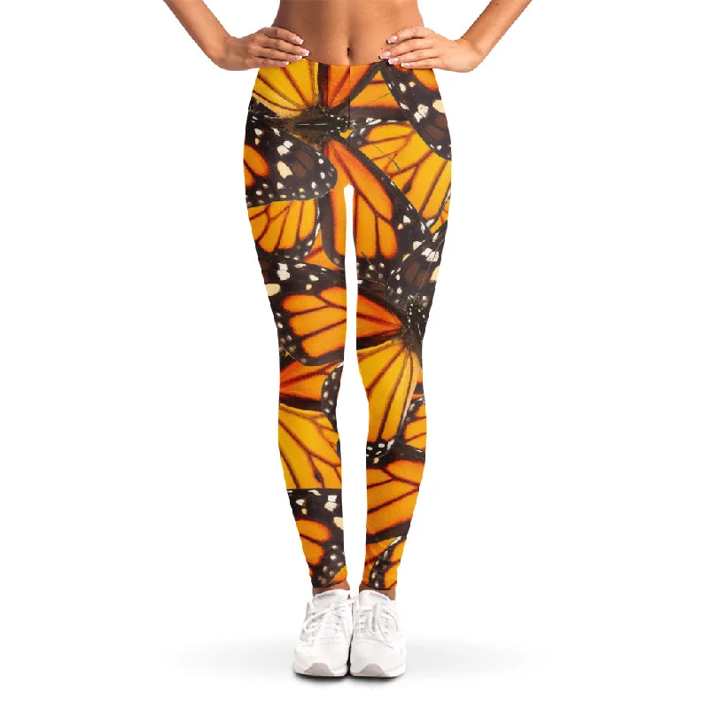 Act Fast Orange Monarch Butterfly Pattern Print Women's Leggings