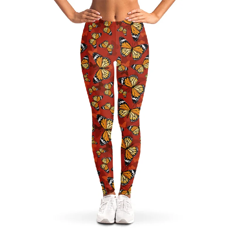 Limited Time Orange Monarch Butterfly Print Women's Leggings