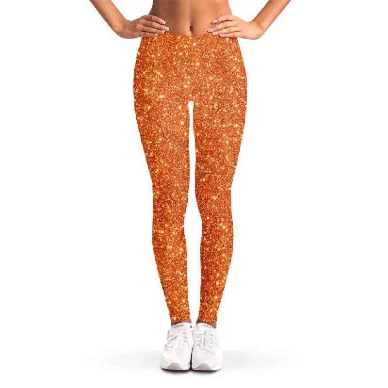 Hurry In Orange (NOT Real) Glitter Print Women's Leggings