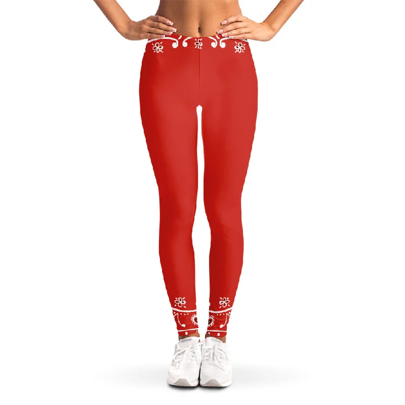 Great Bargains Orange Paisley Bandana Print Women's Leggings