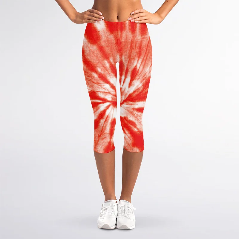 Massive Deals Orange Tie Dye Print Women's Capri Leggings