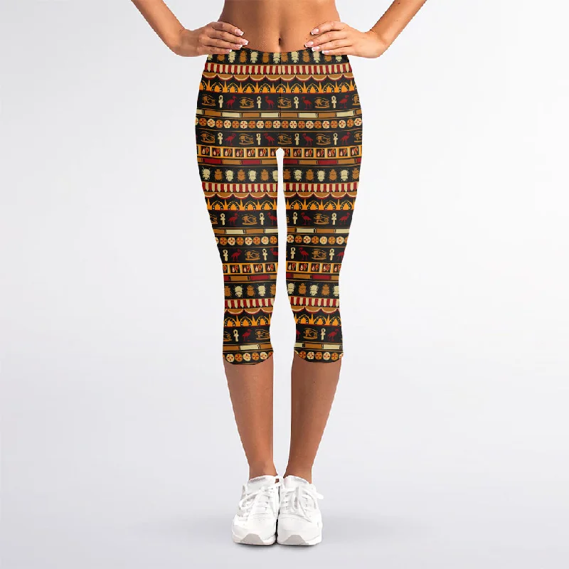 Instant Discount Ornament Egyptian Pattern Print Women's Capri Leggings