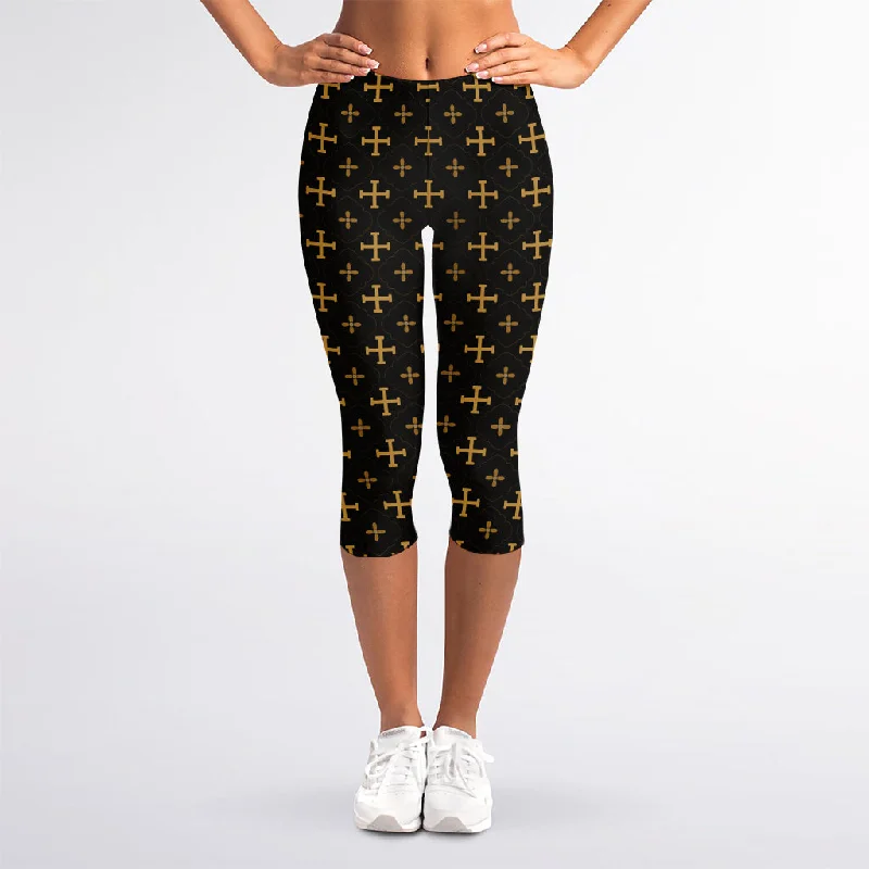 Lowest Prices Orthodox Christian Pattern Print Women's Capri Leggings
