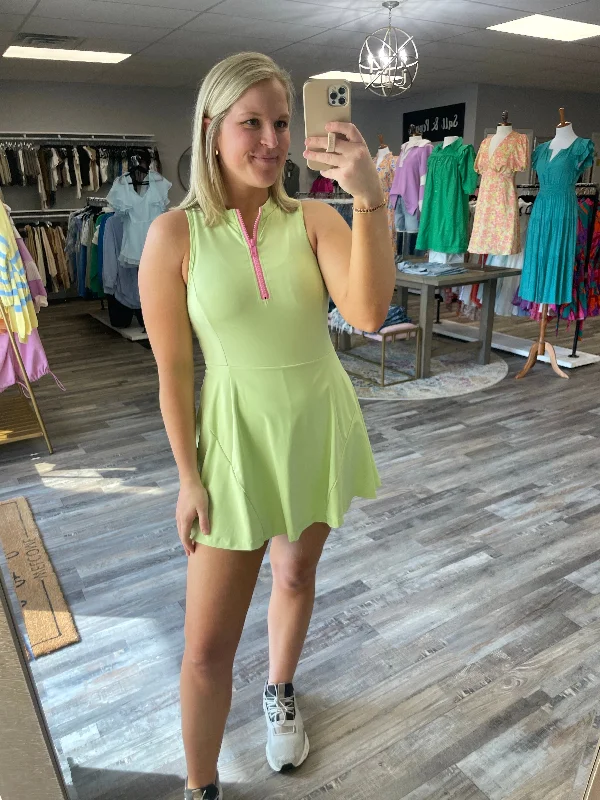 Unbeatable Prices Active Half Zip Dress - Lime