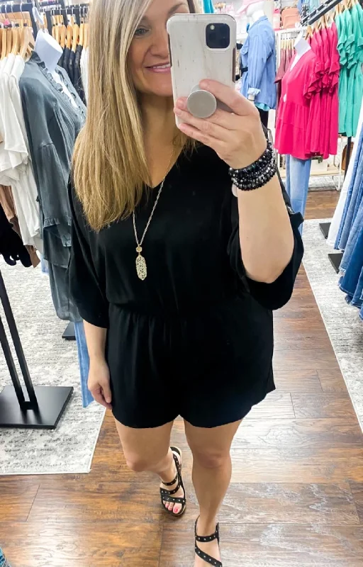 Deal Mania Airflow Elastic Waist Romper Black