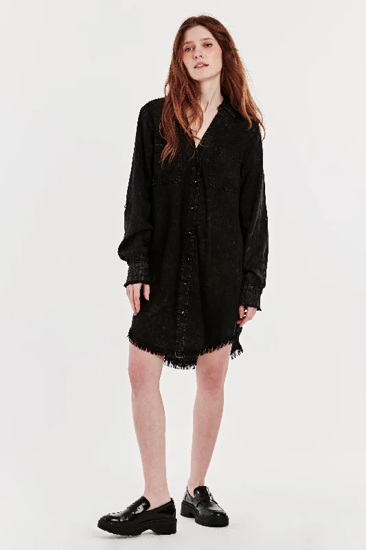 Price Cut AVERY BUTTON FRONT DRESS BLACK MINERAL