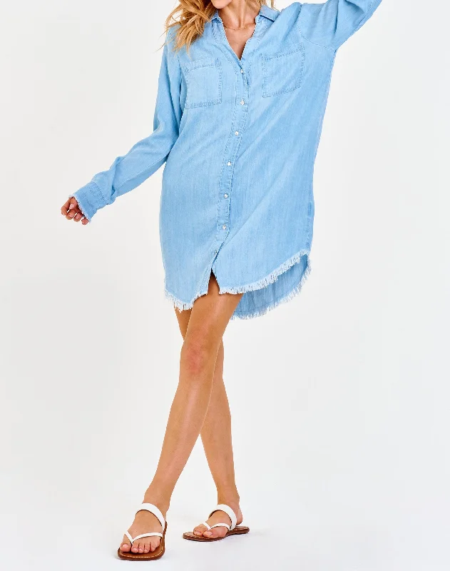 Deep Discounts AVERY BUTTON FRONT DRESS CAROLINA BLUE