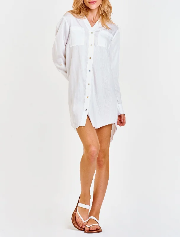 Deal Dash AVERY BUTTON FRONT DRESS WHITE