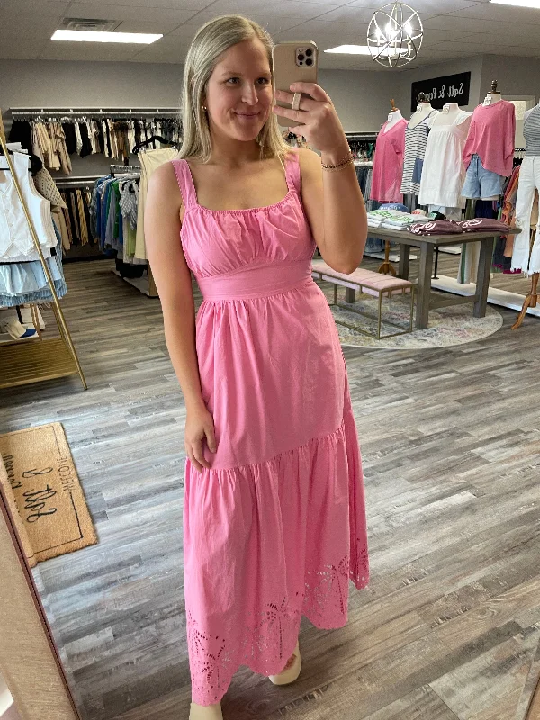 Blowout Sale Back Tie Midi Dress - Pink