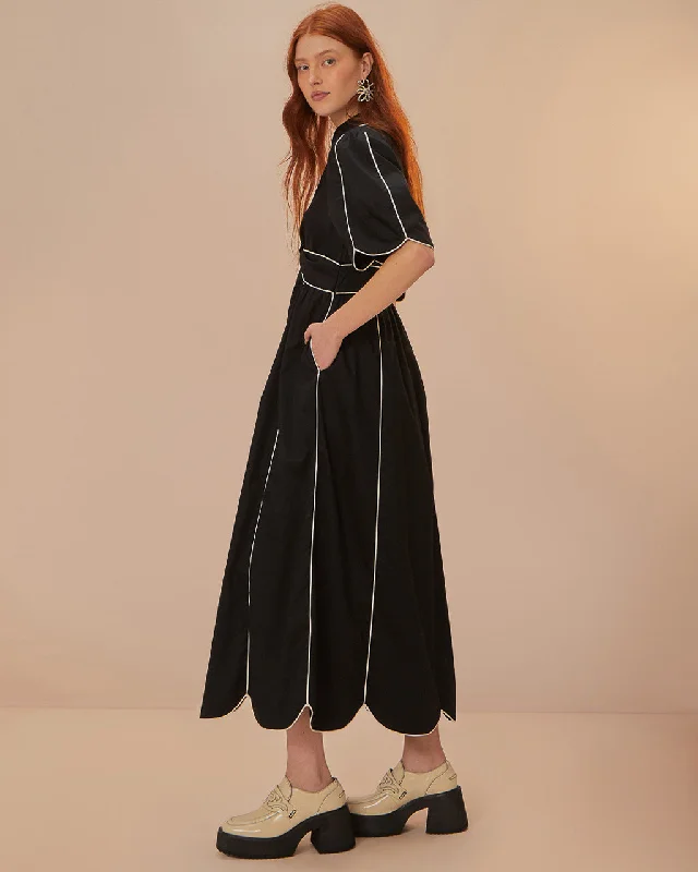 Great Bargains Black And White Short Sleeve Midi Dress
