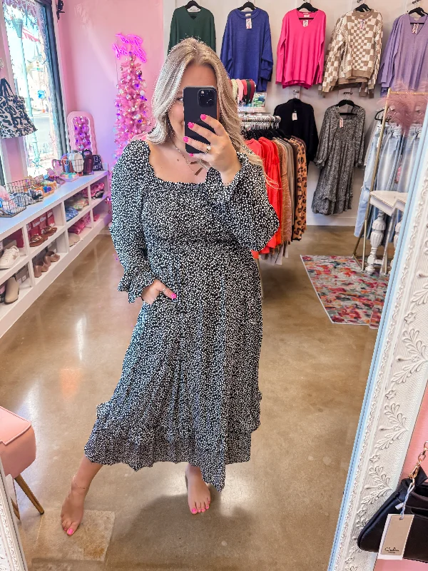 Limited Quantity Black Floral Midi Dress