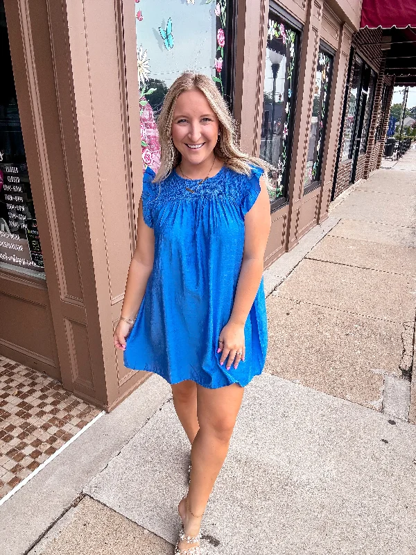 Extra Savings Blue Ocean Smocked Dress
